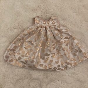 Catherine Malandrino Mini Gold and Cream Baby Girl Holiday Dress 0-3 Month